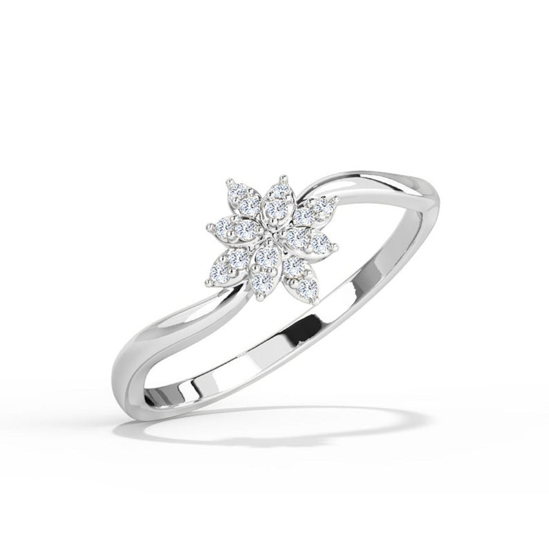 1.75 Ct Round Cut Diamond 925 Sterling Silver Floral Anniversary Gift Ring For Her