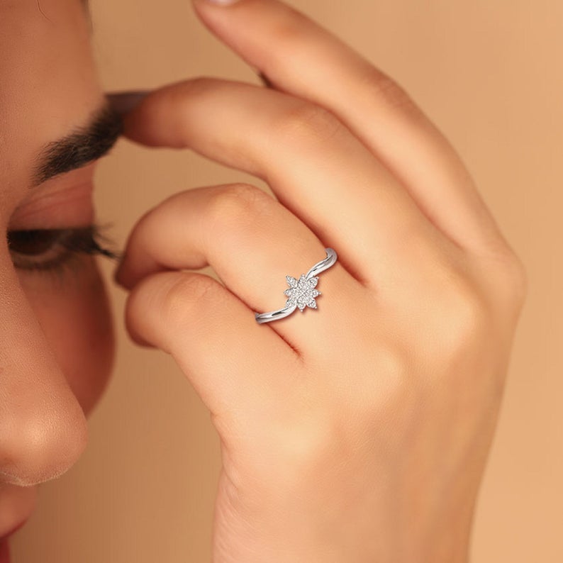 1.75 Ct Round Cut Diamond 925 Sterling Silver Floral Anniversary Gift Ring For Her