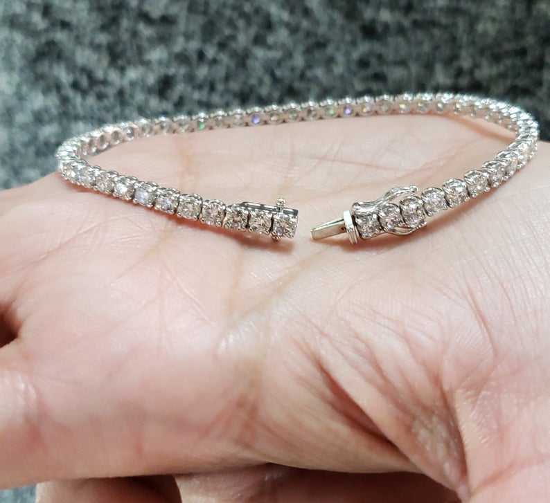 5.50 CT Round Cut White Diamond White Gold Over On 925 Sterling Silver 7" Bracelet For Women