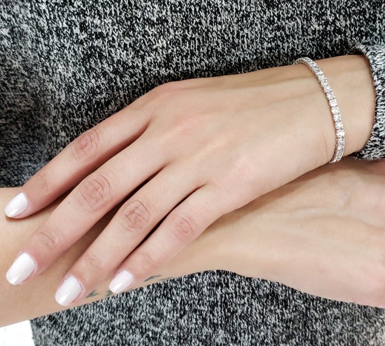 5.50 CT Round Cut White Diamond White Gold Over On 925 Sterling Silver 7" Bracelet For Women
