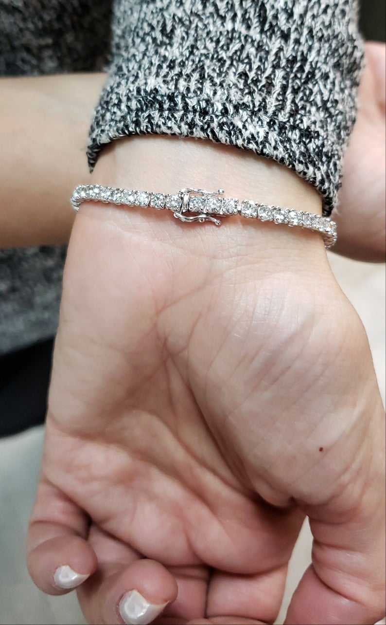 5.50 CT Round Cut White Diamond White Gold Over On 925 Sterling Silver 7" Bracelet For Women