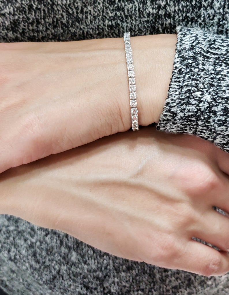 5.50 CT Round Cut White Diamond White Gold Over On 925 Sterling Silver 7" Bracelet For Women