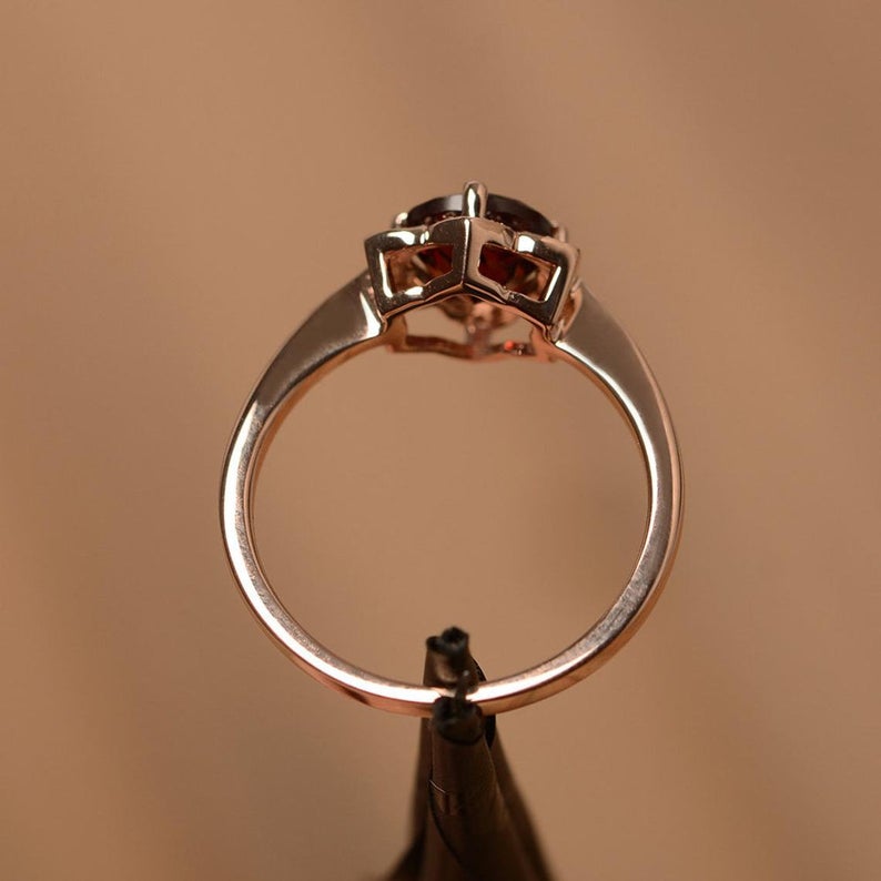 1.75 Ct Round Cut Red Garnet Rose Gold Over On 925 Sterling Silver Floral Engagement Ring