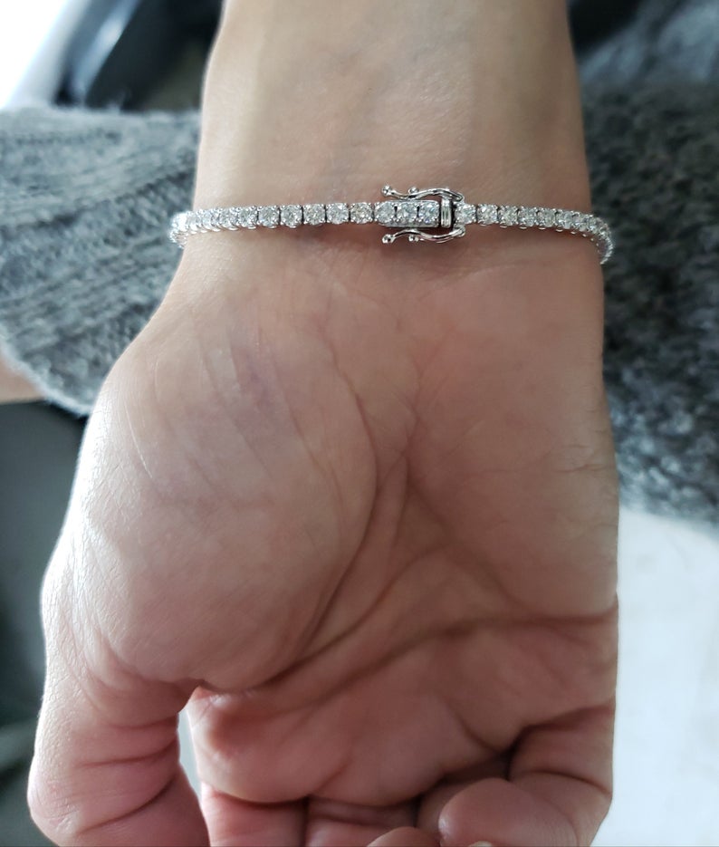 3 CT Round Cut CZ Diamond White Gold Over On 925 Sterling Silver Tennis 8" Bracelet For Women