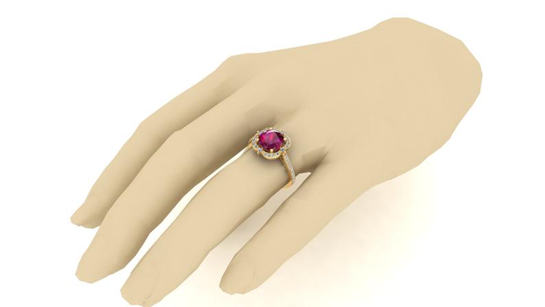 2 CT Sterling Silver Ruby Round Cut Diamond Women Halo Ring Gift For