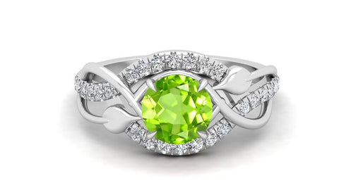 1 CT 925 Sterling Silver green Peridot Round cut Diamond Wedding Solitaire Ring