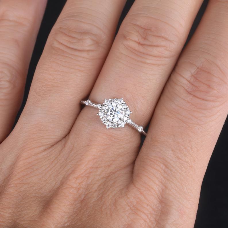 1 CT 925 Sterling Silver Round Cut Diamond Wedding Anniversary Ring