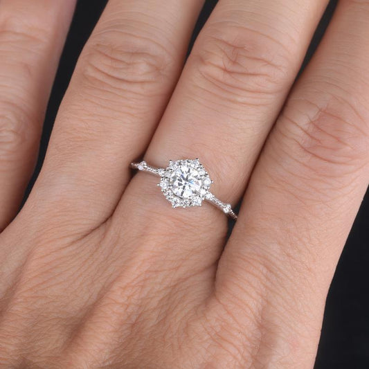 1 CT 925 Sterling Silver Round Cut Diamond Wedding Anniversary Ring