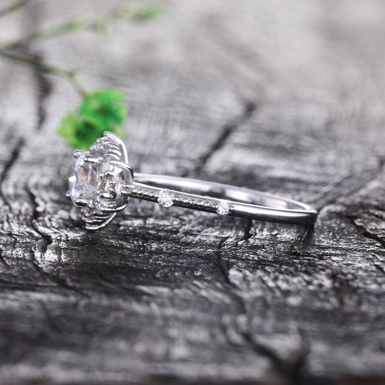 1 CT 925 Sterling Silver Round Cut Diamond Wedding Anniversary Ring