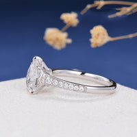 1 CT Pear Cut White Diamond 925 Sterling Silver Solitaire With Accents Ring