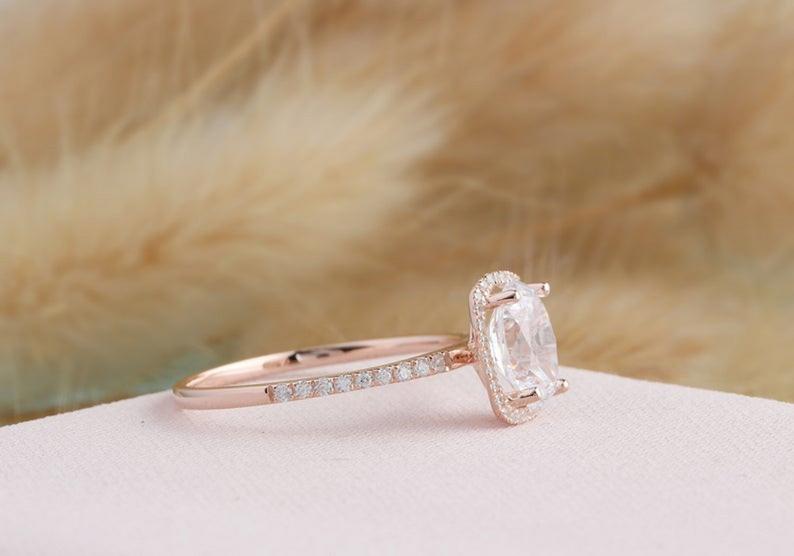3 CT Oval Cut Diamond Rose Gold Over On 925 Sterling Silver Halo Wedding Ring For Women
