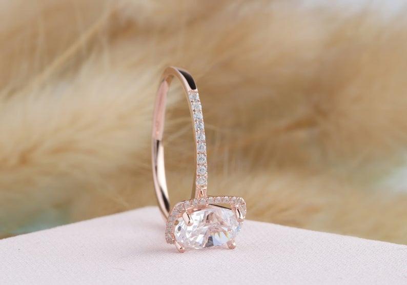 3 CT Oval Cut Diamond Rose Gold Over On 925 Sterling Silver Halo Wedding Ring For Women