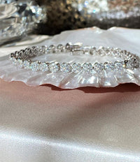 10 CT Round Cut CZ Diamond White Gold Over On 925 Sterling Silver 7" Flower Tennis Bracelet For Women