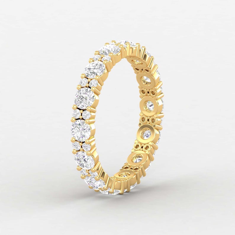 1 CT 925 Sterling Silver Round Cut Diamond Women Band Wedding Ring