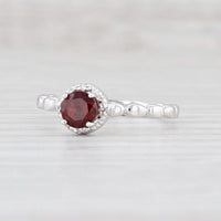 1 CT Round Cut Red Garnet Diamond 925 Sterling Silver Solitaire Halo Engagement Ring