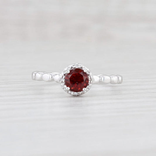 1 CT Round Cut Red Garnet Diamond 925 Sterling Silver Solitaire Halo Engagement Ring - atjewels.in
