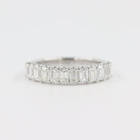 1.7 CT Emerald Cut Diamond 925 Sterling Silver Half Eternity Wedding Band Ring