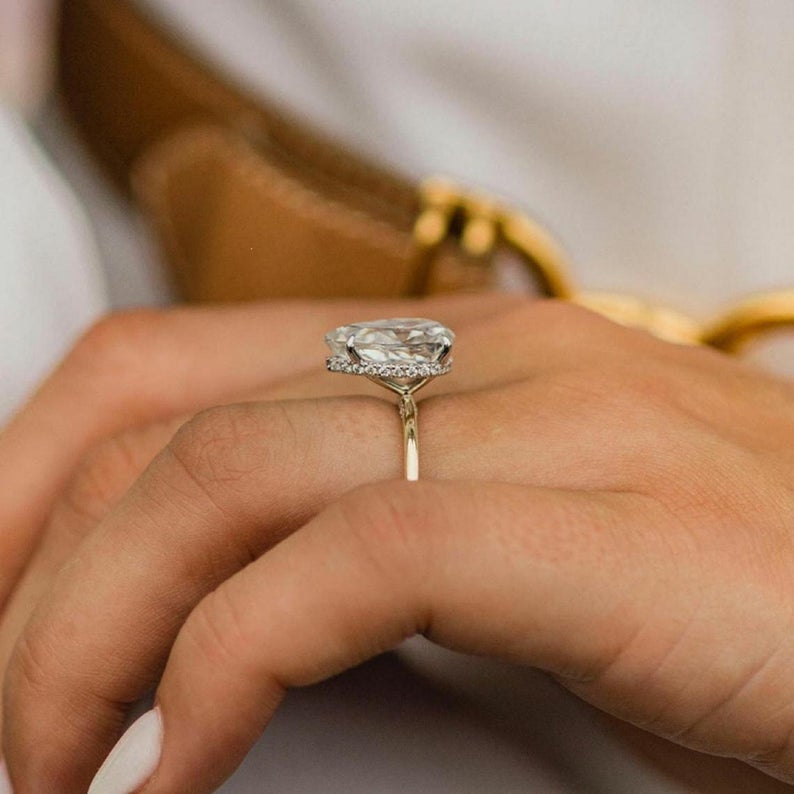 2.25 Ct Pear Cut White CZ Yellow Gold Over On 925 Sterling Silver Solitaire Engagement Ring