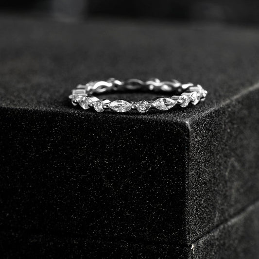 1 CT Marquise Cut Diamond 925 Sterling Silver Full Eternity Wedding Band Ring for Women