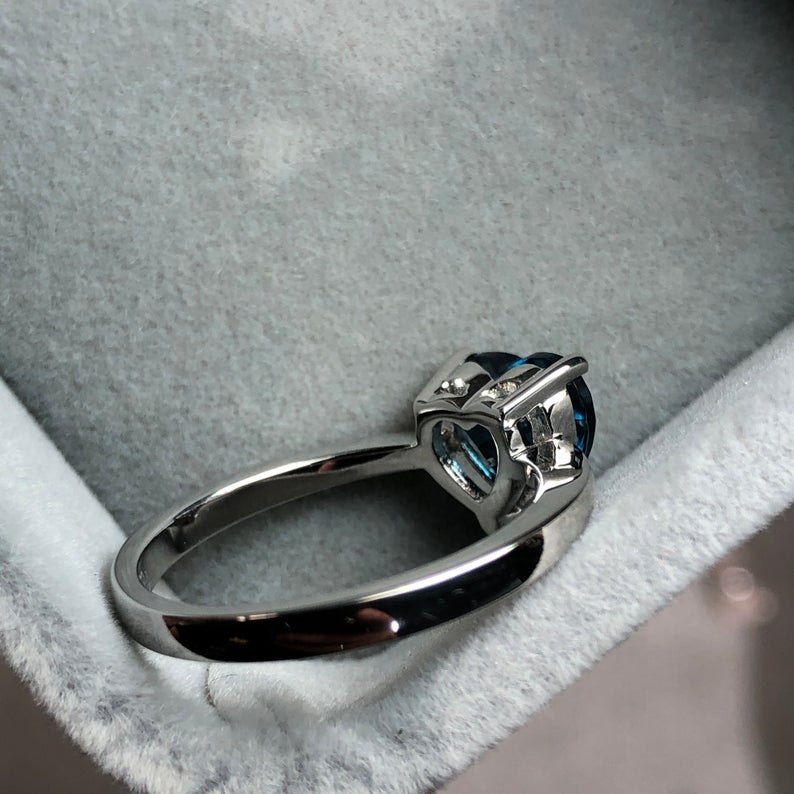 1.00 Ct Heart Cut London Blue Topaz Solitaire Proposal Ring In 925 Sterling Silver