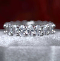 925 Sterling Silver 1 CT Oval Cut Diamond Wedding Full Eternity Band Ring