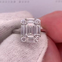 1 CT Emerald Cut Diamond 925 Sterling Silver Halo Anniversary Gift Ring For Her