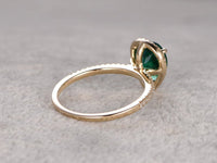 2.10 Ct Pear Cut Green Emerald Yellow Gold Over On 925 Sterling Silver Halo Anniversary Ring