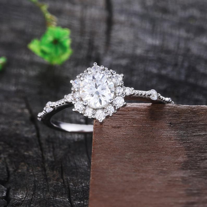 1 CT 925 Sterling Silver Round Cut Diamond Wedding Anniversary Ring