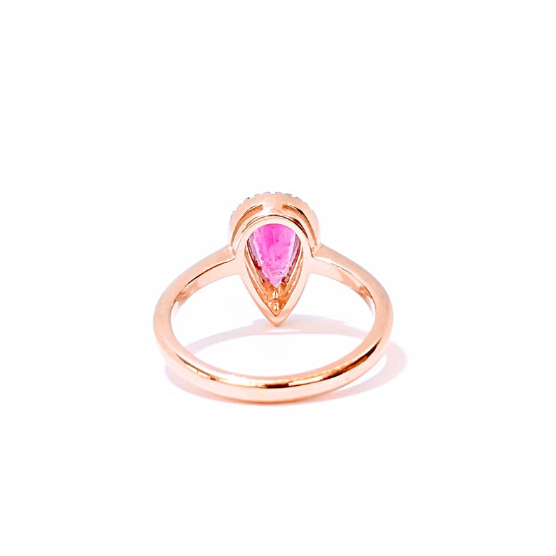 1 CT Pear Cut Pink Tourmaline Diamond Rose Gold Over On 925 Sterling Silver Halo Engagement Ring