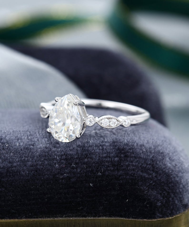 CT Pear Cut Diamond 925 Sterling Silver Promise Ring For Women