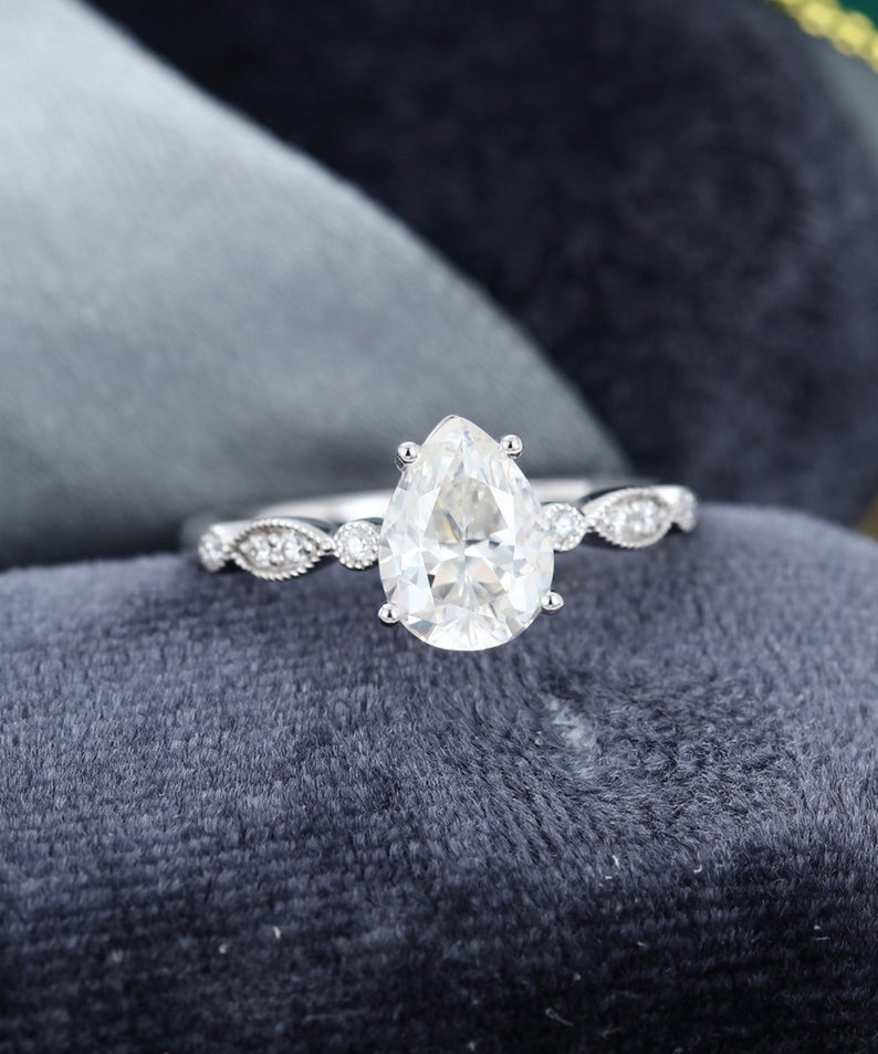 2.5 CT Pear Cut Diamond 925 Sterling Silver Promise Ring For Women