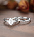 2.75 Ct Oval Cut White Topaz 925 Sterling Silver Infinity Band Engagement Bridal Ring Set