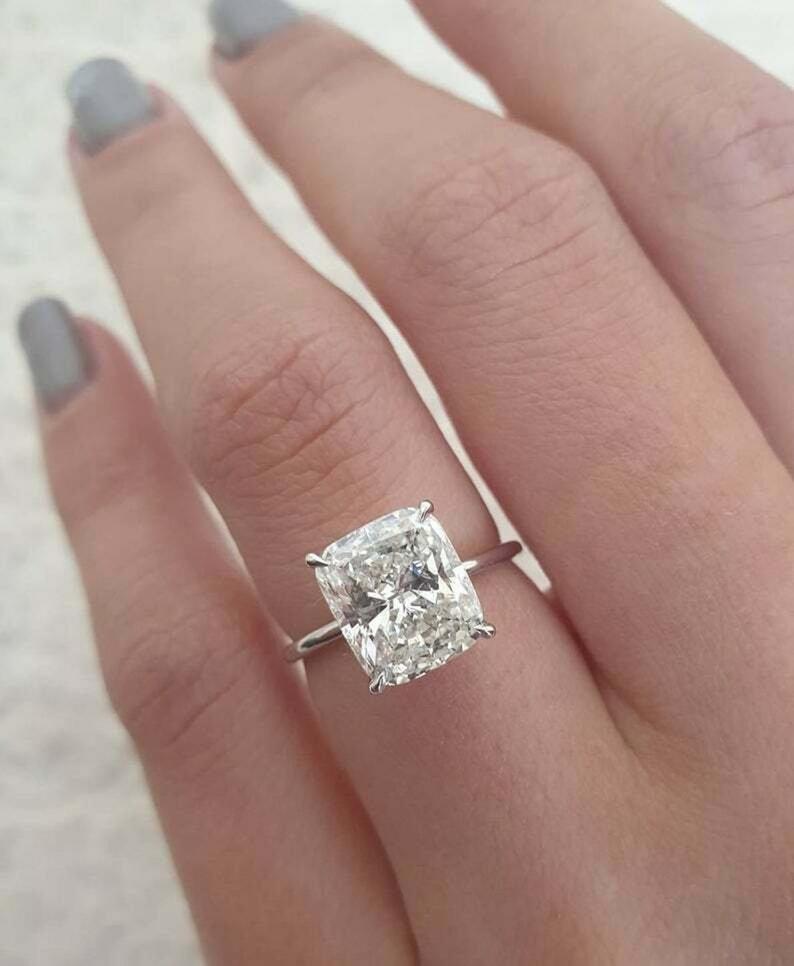 2 CT Cushion Cut White Diamond 925 Sterling Silver Halo Engagement Ring