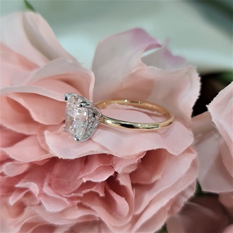 2 CT Cushion Cut Diamond Yellow Gold Over On 925 Sterling Silver Engagement Ring