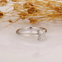 1 CT Emerald Cut Diamond 925 Sterling Silver Solitaire Engagement Ring