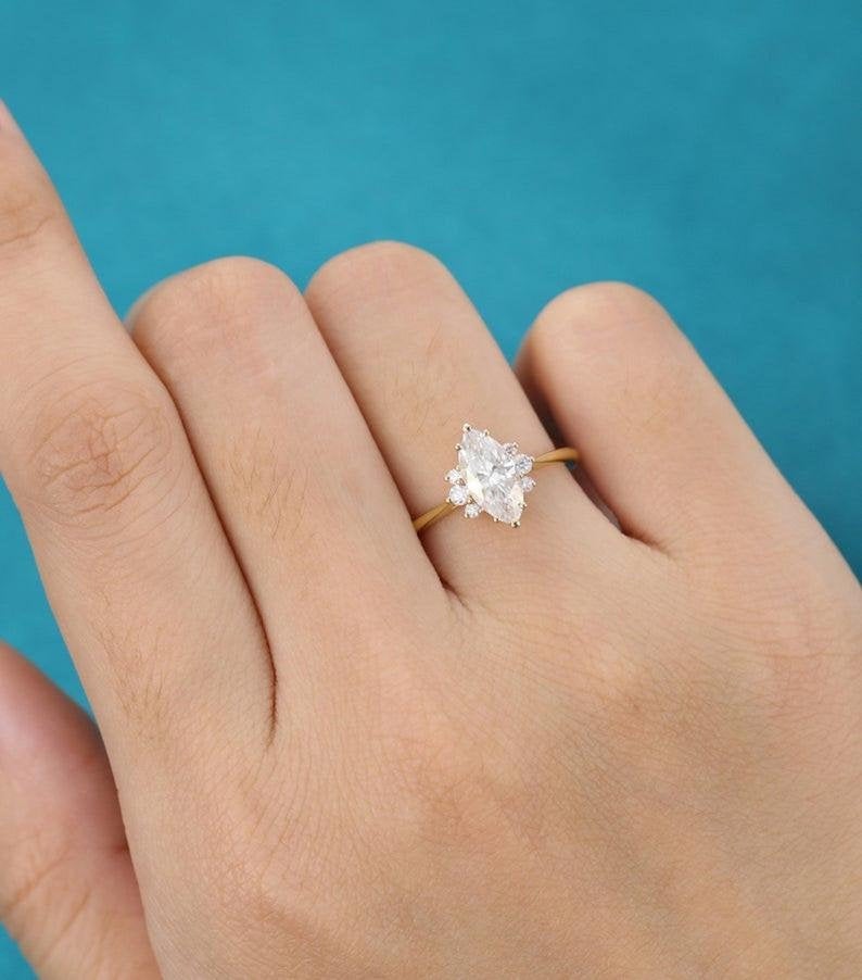 2.70 CT Marquise cut Diamond Yellow Gold Over On 925 Sterling Silver Wedding Ring For Her - atjewels.in