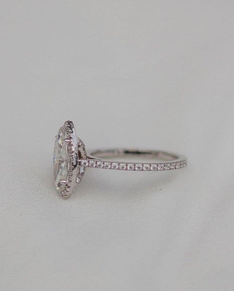 2.25 Ct Marquise Cut Diamond White Gold Over On 925 Sterling Silver Halo Engagement Ring
