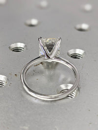 1 CT Emerald Cut Diamond White Gold Over On 925 Sterling Silver Solitaire Engagement Ring