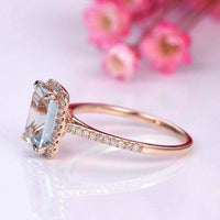 1 CT Emerald Cut Aquamarine Diamond 925 Sterling Silver Halo Wedding Ring