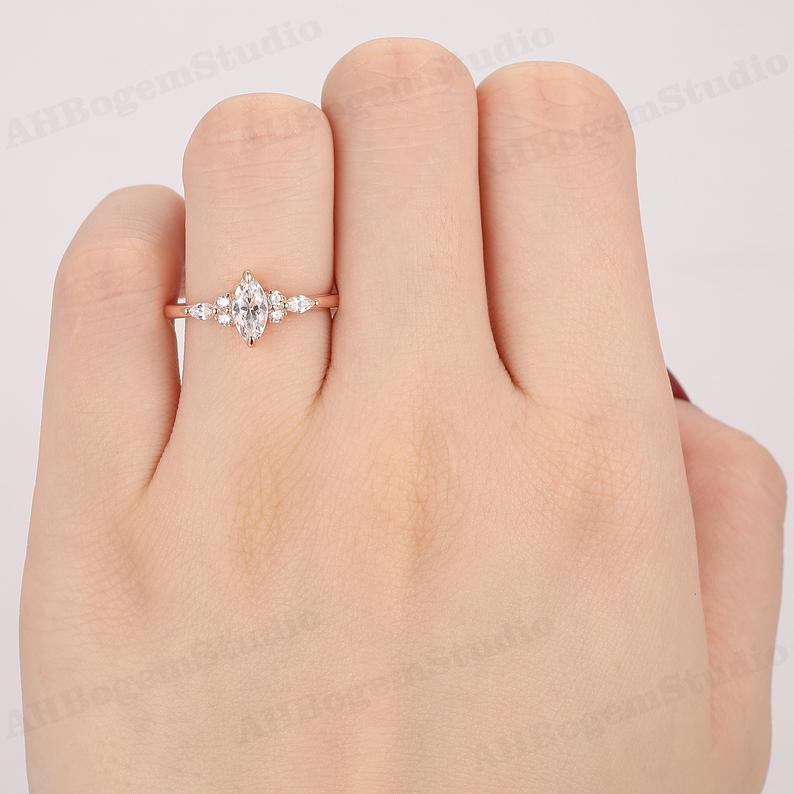 1 CT Marquise Cut Diamond 925 Sterling Silver Engagement Ring Gift For Women