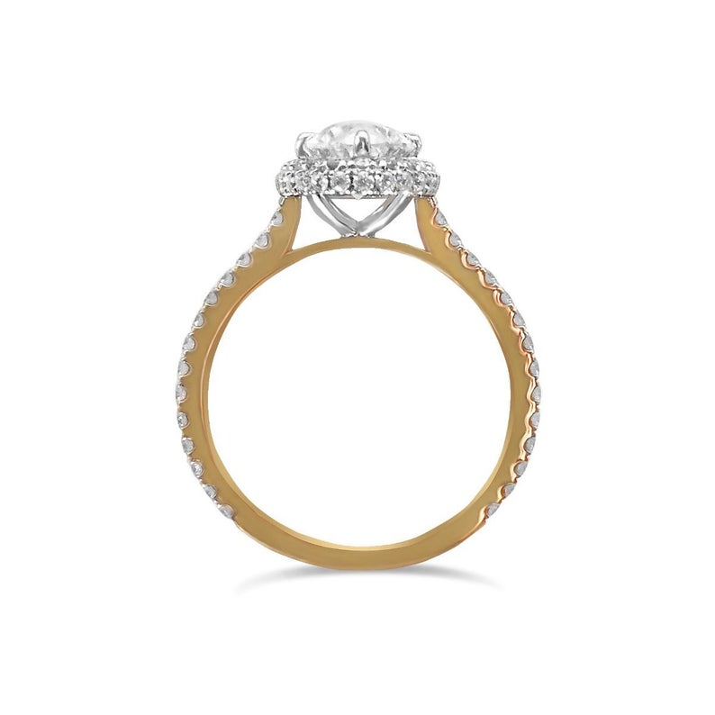 1.5 CT Oval Cut Diamond Rose Gold Over On 925 Sterling Silver Halo Anniversary Ring