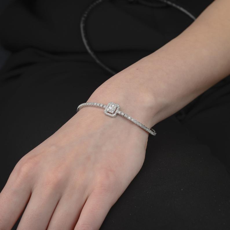 7.50 Ct Brilliant Cut Diamond 925 Sterling Silver Solitaire Engagement Women's Tennis Bracelet