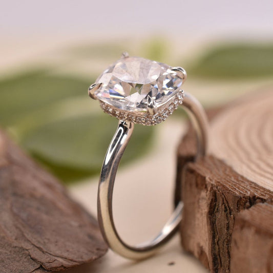 3 CT Cushion Cut Diamond White Gold Overn On 925 Sterling Silver Anniversary Ring Gift for her