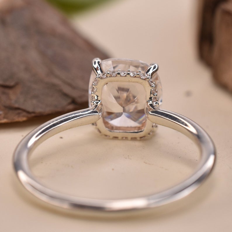 3 CT Cushion Cut Diamond White Gold Overn On 925 Sterling Silver Anniversary Ring Gift for her