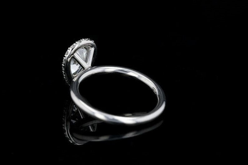 1 CT Pear Cut Diamond White Gold Over On 925 Sterling Silver Halo Wedding Ring
