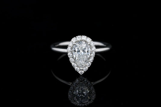1 CT Pear Cut Diamond 925 Sterling Silver Halo Women Engagement Ring