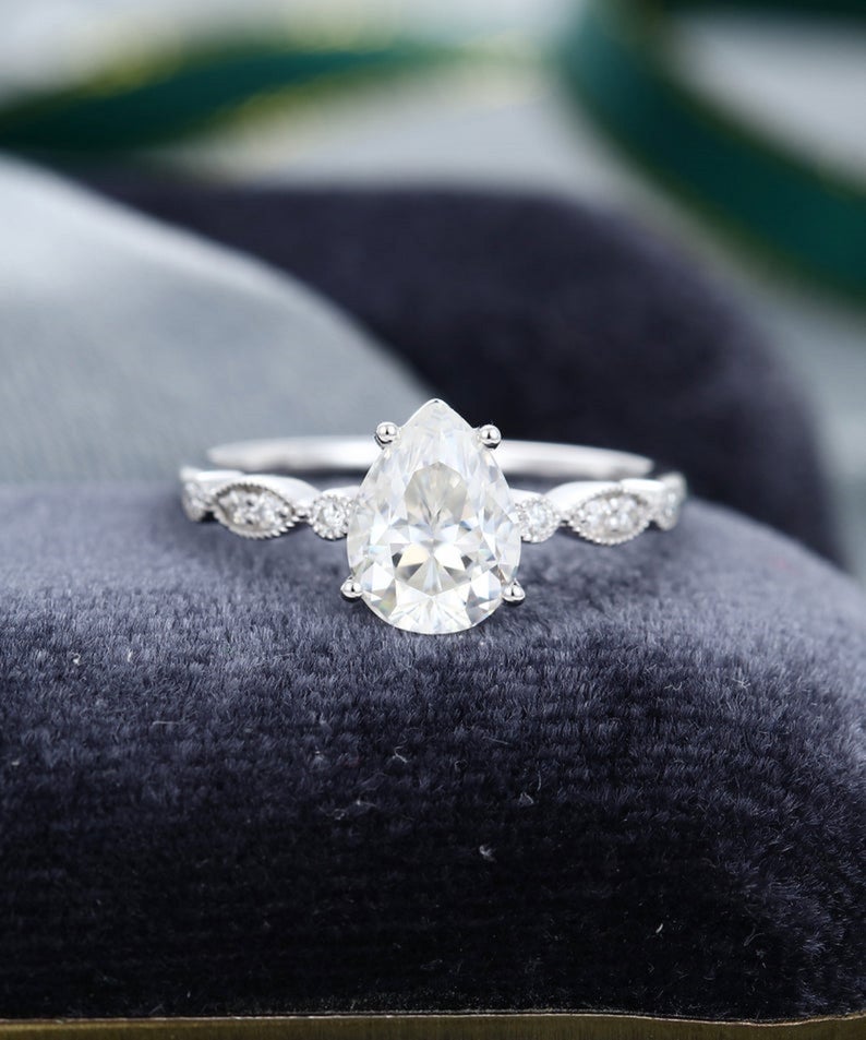 2.5 CT Pear Cut Diamond 925 Sterling Silver Promise Ring For Women