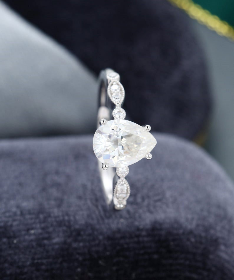 2.5 CT Pear Cut Diamond 925 Sterling Silver Promise Ring For Women