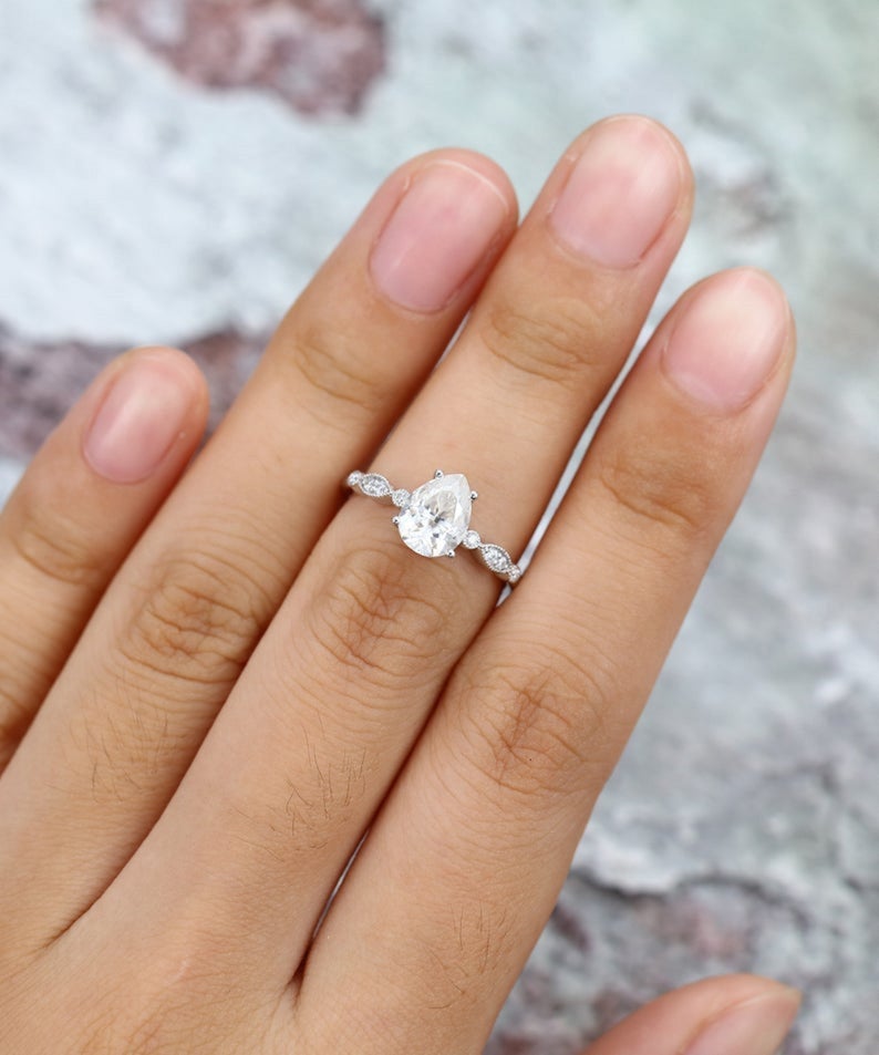 2.5 CT Pear Cut Diamond 925 Sterling Silver Promise Ring For Women