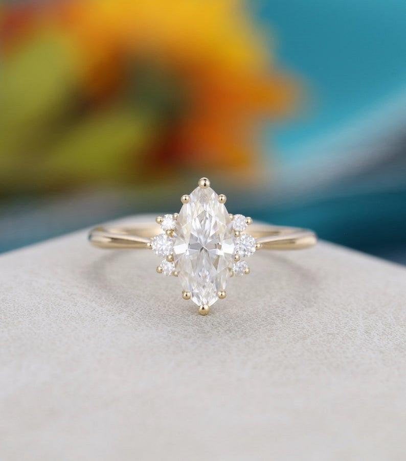 2.70 CT Marquise cut Diamond Yellow Gold Over On 925 Sterling Silver Wedding Ring For Her - atjewels.in